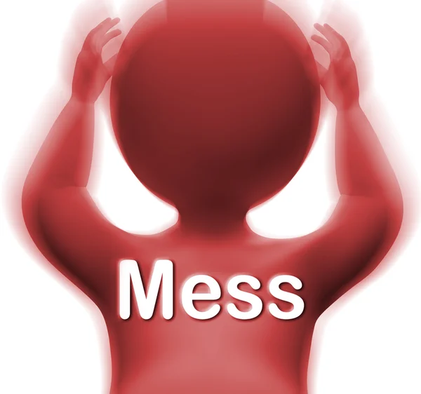 Mess Man Shows Chaos Disorder And Confusion — Stock Photo, Image