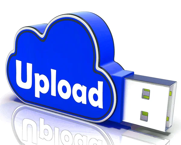 Upload-Speicher zeigt das Hochladen von Dateien in die Cloud — Stockfoto