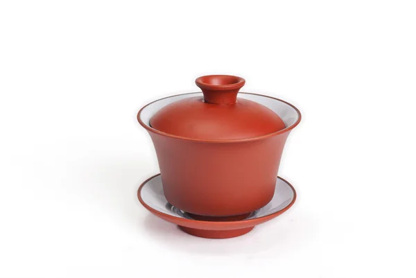 Chinese ceramic gaiwan orange — Stock Photo, Image