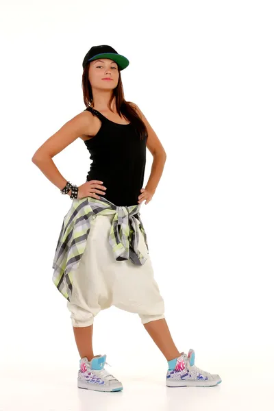 Jeune femme séduisante en tenue hip hop — Photo