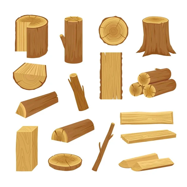 Troncos apilados. Vector de colección maderas de madera — Vector de stock