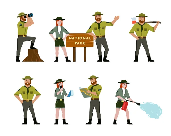Kids Scout Adventure Little Characters Hiking Kids Adult Tourists Vector — 스톡 벡터