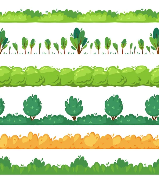 Struiken Naadloos Cartoon Landschap Voor Games Achtergronden Buiten Bomen Struiken — Stockvector