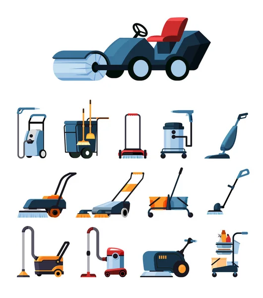 Vacuum Cleaners Industrial Electronic Gadgets Cleaning Service Vector Illustrations Vacuum — Image vectorielle