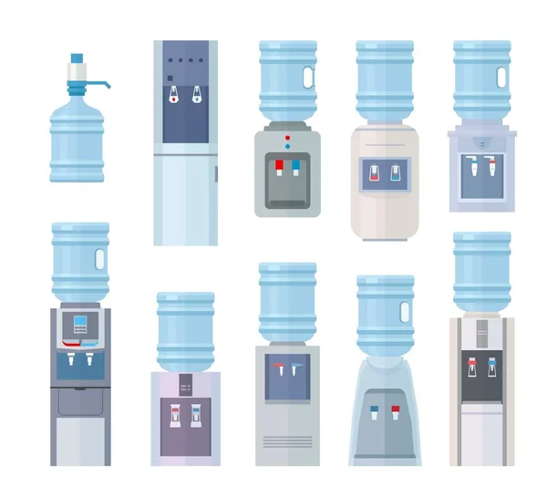 Water Cooler Cold Hot Water Containers Offices Refreshment Tanks Vector — Archivo Imágenes Vectoriales