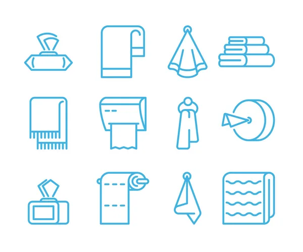 Towel Icons Toilet Roll Paper Bathroom Napkins Hygiene Vector Thin — 스톡 벡터