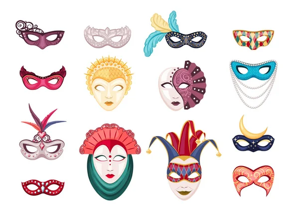 Venetian Mask Performance Fashioned Costumes Masks Faces Holiday Decoration Vector — 图库矢量图片