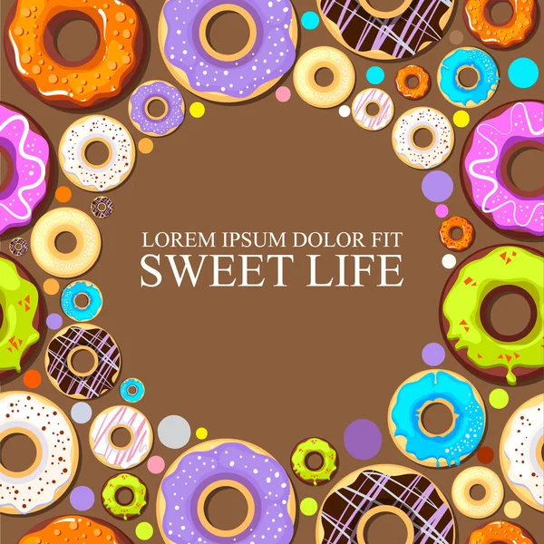 Donuts Decorative Pattern Glazy Pastries Donuts Circle Forms Vector Abstract — Vector de stock