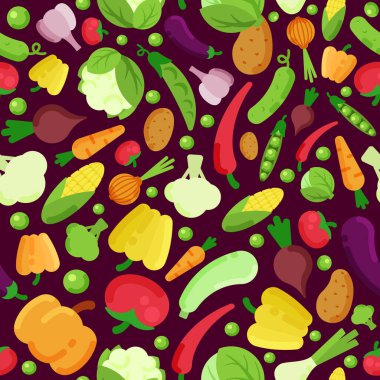 vegetables pattern. healthy natural products eco style background. Vector seamless illustrations