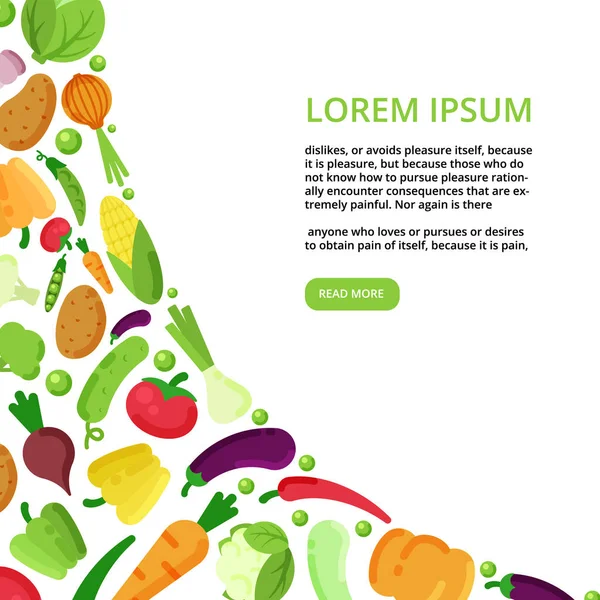 Vegetables Background Print Design Template Healthy Natural Vegetable Vector Design — Image vectorielle