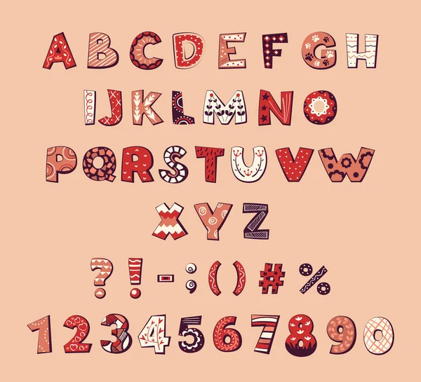 Alfabeto Letras Decorativas Niños Estilo Escandinavo Gráfico Letras Vectoriales Varios — Vector de stock