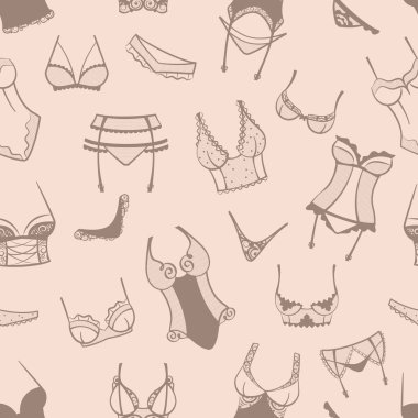lingerie. female bra and bikini fashioned lingerie collection. Vector cartoon illustrations