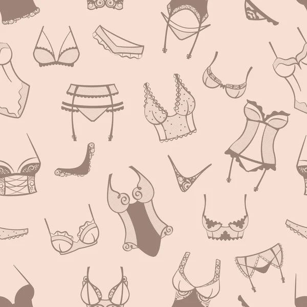 Lingerie Female Bra Bikini Fashioned Lingerie Collection Vector Cartoon Illustrations — 스톡 벡터