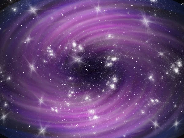 Violetta sfondo vortice cosmico con stelle — Foto Stock