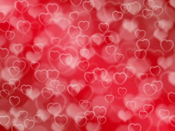 Sfondo rosso valentino con boke e cuori — Foto Stock
