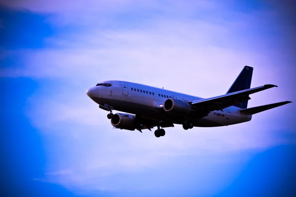 Vliegtuig Landing Frankfurt Duitsland — Stockfoto