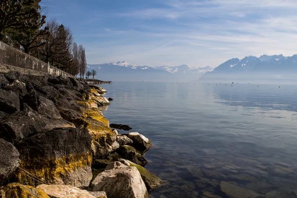Ελβετικές Άλπεις και Λίμνη της Γενεύης — Φωτογραφία Αρχείου