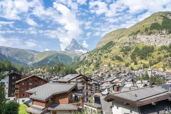 Aerial View Zermatt Matterhorn Peak Switzerland – stockfoto