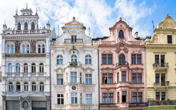 Buildings of Square of the Republic in Pilsen, Czech Republic