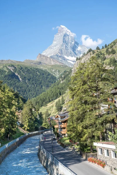 Aerial View Zermatt Matterhorn Peak Switzerland — стоковое фото