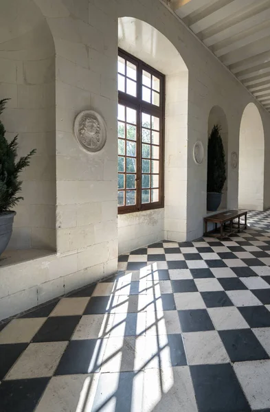 Fransa Nın Ünlü Ortaçağ Şatosu Chateau Chenonceau Daki Büyük Galeri — Stok fotoğraf