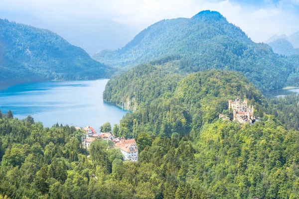 Bela Vista Aérea Castelo Hohenschwangau Baviera Alemanha — Fotografia de Stock