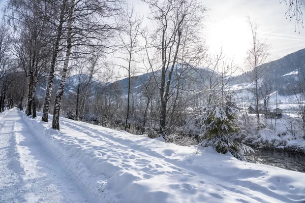 Splendido Paesaggio Montano Innevato Nella Giornata Sole — Foto Stock