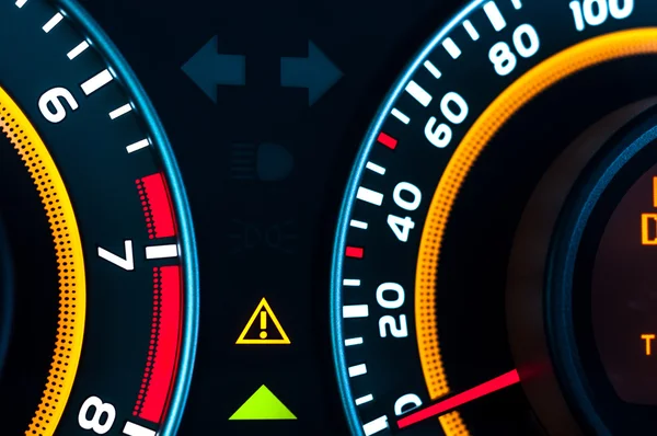 Car speed meter closeup — Stockfoto