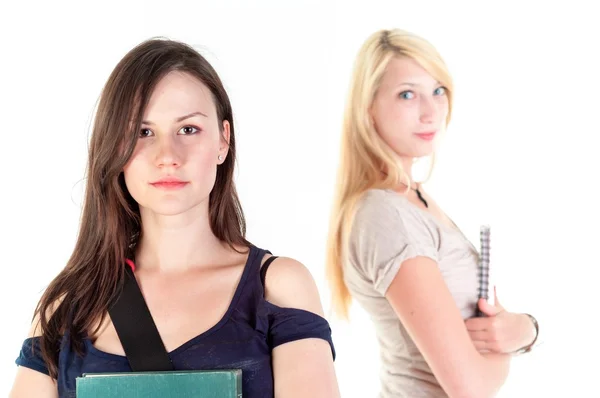 두 아름 다운 학생 여자 학교에 대 한 준비 — 스톡 사진