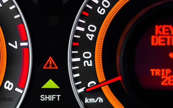 Car speed meter closeup — Stockfoto