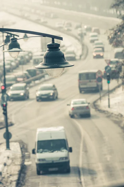 Tráfego no inverno — Fotografia de Stock