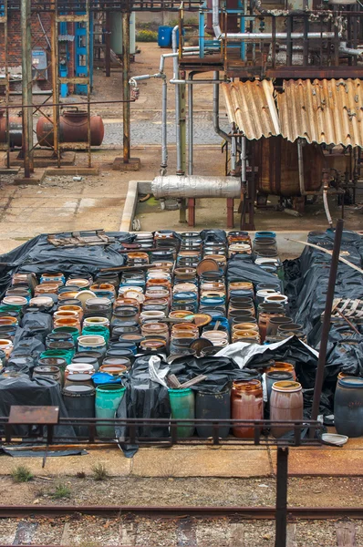 Chemical waste dump with a lot of barrels — Stock Photo, Image