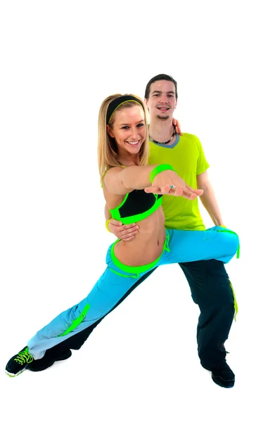 Akrobatikus tánc a két fiatal oktatók — Stock Fotó