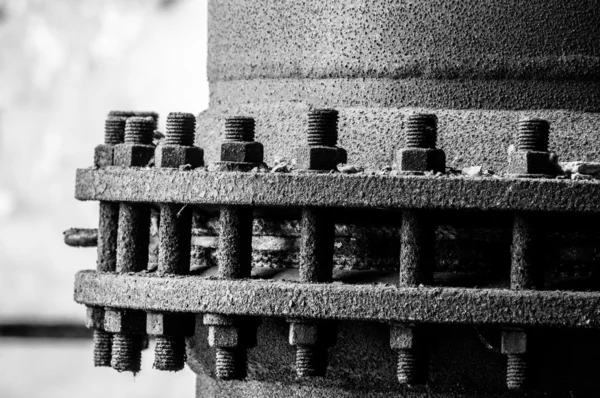 Cogs and nuts in black and white — Stock Photo, Image