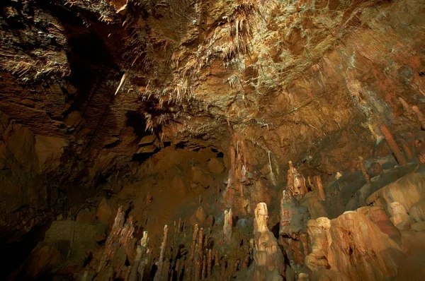 Underground photo in a cave with bright lighr — Stock Photo, Image