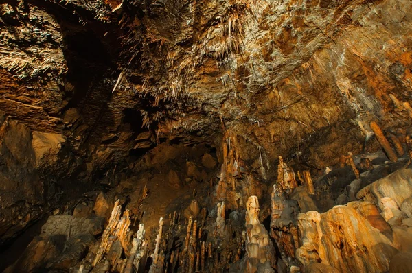 Underground photo in a cave with bright lighr — Stock Photo, Image