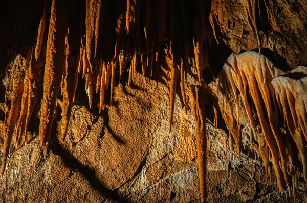 Underground photo in a cave with bright lighr — Stock Photo, Image