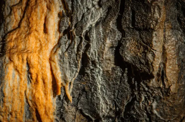 Foto subterrânea em uma caverna com iluminador brilhante — Fotografia de Stock