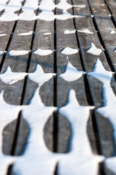 Textura de madera con nieve — Foto de Stock