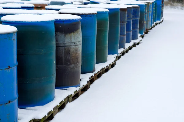 Chemical waste dump with a lot of barrels — Stock fotografie