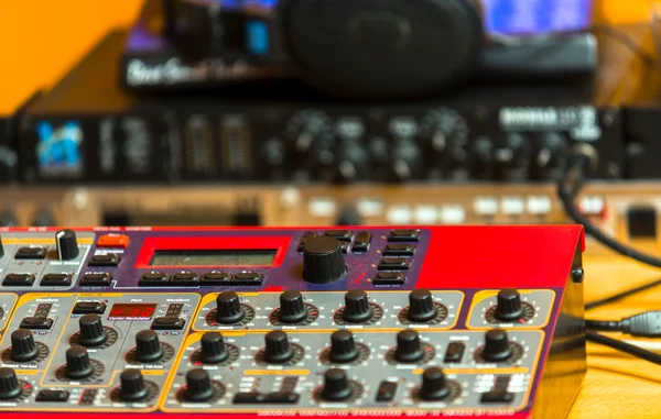 Close-up foto van een audio-mixer — Stockfoto