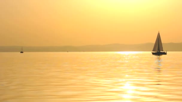 Velero al atardecer — Vídeos de Stock