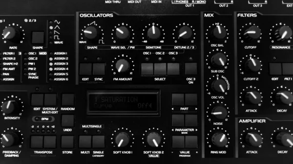 Foto close-up de um mixer de áudio — Fotografia de Stock