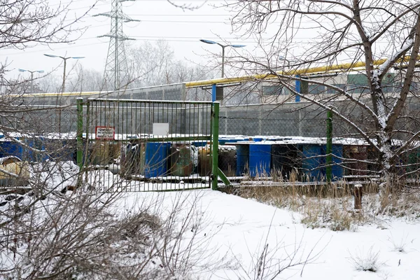 Chemical waste dump with a lot of barrels — Stock fotografie