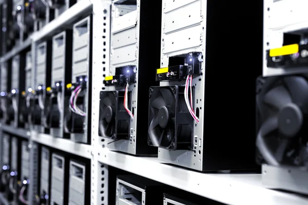 Modern computer cases in a data center — Stock Photo, Image