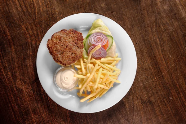 Finom hamburgert, fehér lemez — Stock Fotó