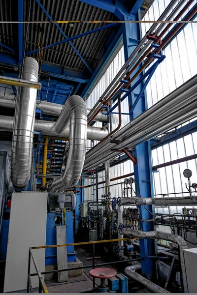 Industrial pipes in a thermal power plant — Stock Photo, Image