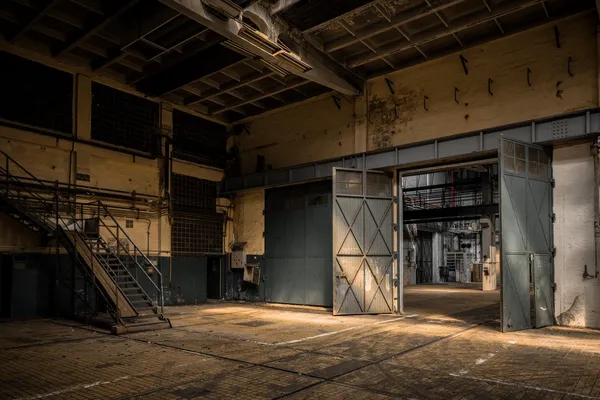 Industrial interior of an old factory — Stock Photo, Image