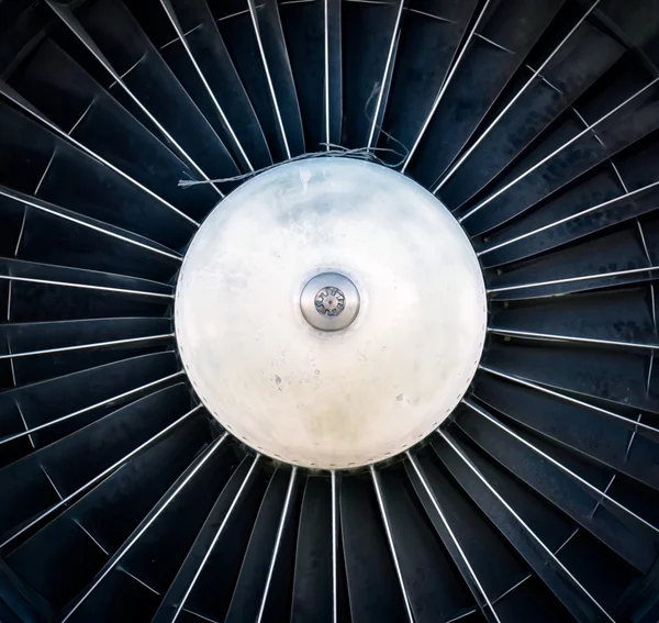 Closeup of a dark jet engine — Stock Photo, Image