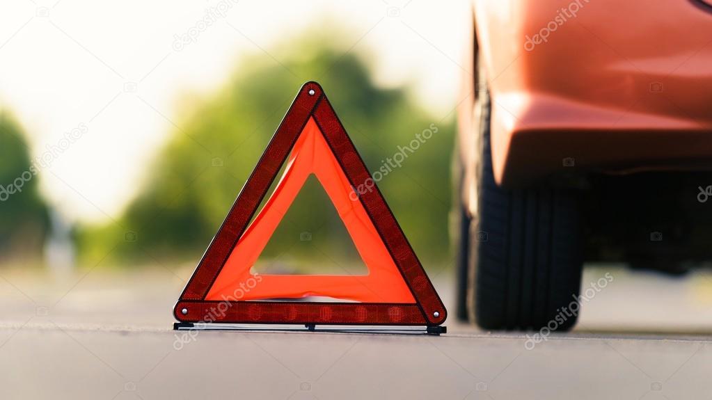 Red triangle of a car — Stock Photo © svedoliver 46155445